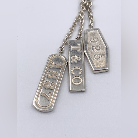 Authentic Tiffany & Co 925 silver 1837 triple Bar Lariat drop dangle Necklace - Picture 2 of 9